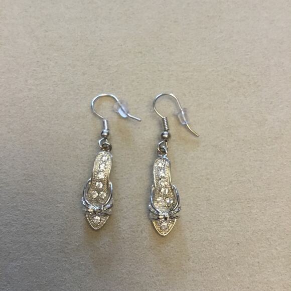 Shopeunoia Boutique Jewelry - Silver High-Heel Shoes Crystals  Earrings